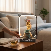 Kişiye Özel İsimli Deniz Kızı Figürlü Led Masa Lambası Modern Dekoratif Gece Lambası