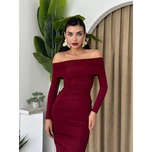 Dakota Drapeli Elbise Bordo Dakota Drapeli Elbise Bordo