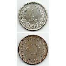 1 Lira 1948 Gümüş 600 Ayar Çil Eski Madeni Para