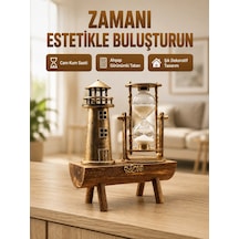 Znv Zenvia Mey İthalat Deniz Feneri Tasarımlı Ahşap Kum Saati Retro Masa Aksesuarı Yeni Nesil Znv2025 Cmn