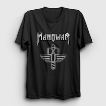 Presmono Unisex Hammer Logo Manowar T-shirt Siyah