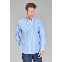 Bisse Regular Fit Uzun Kollu Mavi Erkek Gömlek Gmktn250002 D35 Mavi
