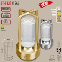 Cata Şarjlı Ledli Vegas Masa Lambası Krom 3 Renk Işık Abajur Çok Renkli