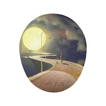 Ay Kedi Ve Kadın Görselli - Bilek Destekli Mousepad 20x23 Cm