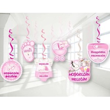 Hoş Geldin Bebeğim Meleğim Yazılı Temalı Pembe 6'lı 70 Cm Çift Ta
