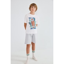 Defacto Regular Fıt Baskılı 2li Ecru Pijama Takımı Erkek Çocuk H8045a826hser105 Ekru-er105