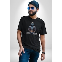 Yeni Nesil Yoga Yapay Zeka Unisex Unisex Siyah Organik Baskılı T-shirt Penye Yüksek Kalite Siyah