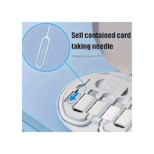 1 Adet Çok Fonksiyonlu Seyahat Şarj Kiti Standlı Adaptörlü Kablo Düzenleyici Kutu, Type-c Lightning Usb-a Micro-usb, Travel Charging Kit Lacivert