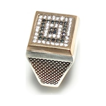 925 Ayar Gümüş Bronz Karışımı Kare Taşlı Erkek Yüzük