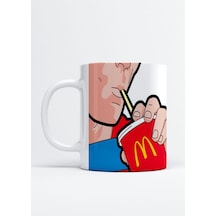 Mcdonald's Retro Baskılı Porselen Kupa Bardak Beyaz