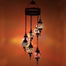 Dekoratif MOZAİK 7 Lİ OSMANLI AVİZESİ EL YAPIMI DEKORATİF RENKLİ