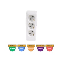 Viko Multi-let 3'lü Grup Priz Topraklı Çocuk Korumalı Klemensli Beyaz - 90113300