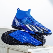 Heamor Erkek Futbol Ayakkabısı, Profesyonel High Top Spike Cleats - Blue