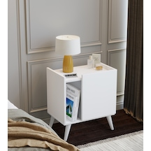 50 Cm Mdf Modern Ayaklı Beyaz Komodin Çok Amaçlı Dolap Yan Sehpa