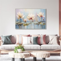 Yağlı Boya Dokulu Tablo Soyut Modern Çiçekler Gümüş Çerçeveli U02023-178877