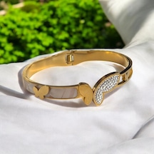 Kırmızı Sanat Evi Gold Kelebek Ve Sedef Detaylı Şık Çelik Kelepçe