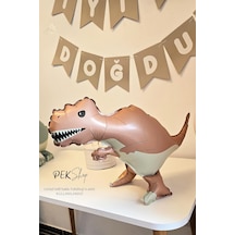 Retro Trex Dinozor Folyo Balon Retro Renkler Dinazor Şekilli Balon 64x41 Cm Çok Renkli