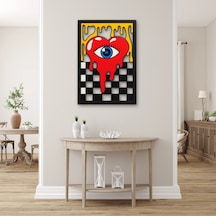 Tek Gözlü Eriyen Kalp Metal Tablo 45x65 Cm Çok Renkli