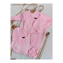Bilge Trend Pembe 4 Kat Müslin Battaniyeli 6 Parça Hastane Çıkışı Pembe