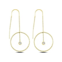 Brezza Lusso Jewelry Gümüş Halka Model Taşlı Japon Bayan Küpe