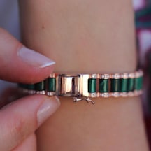 Peridot Taşlı Rose Gold Kaplama Gümüş Bileklik Gümüş
