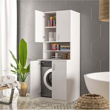 Ars Grup Mobilya Çamaşır Makinesi Dolabı Banyo Dolabı Raflı Kapaklı Model Beyaz