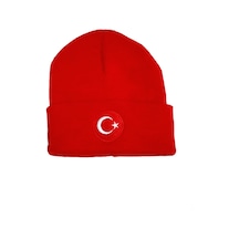Salarticaret Kırmızı Bere Türk Bayraklı Kışlık Akrilik Bere