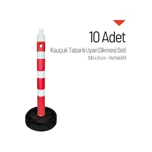 10'lu Kauçuk Tabanlı Uyarı Dikmesi 100 X 9 Cm Reflektifli-3334