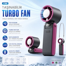 Y19s Taşınabilir Turbo Fan 199 Kademeli Şarjlı Mini Vantilatör Led Ekranlı Sessiz El Fanı