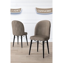 Canisa Bika Serisi 2 Adet Cappucino Mutfak Sandalyesi Siyah Gürgen Ayaklı 1. Sınıf Babyface Kumaş Sandalye Cappucino Ayaklar Siyah