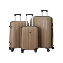 Mçs 3lü Set Kırılmaz Silikon Seyahat Valizi Bavulu V305 Şampanya/acıkahve Bej