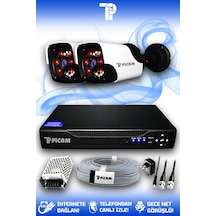 Picam 2 Kameralı Panda 2 Dış Kamera Set HDD'siz Full HD Gece Görüşlü Güvenlik Kamerası Sistemi