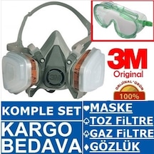 3M 6200 Full Takım Gaz Maskesi Orta Boy + Gözlük N11.1