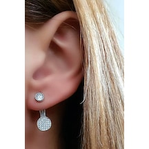 Pırlanta Işıltısında Zirkon Taşlı Gümüş Earcuff Cift Küpe