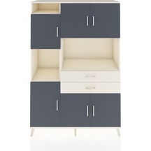 Hyperion Dolap 8 Raflı 2 Çekmeceli 6 Kapaklı 132x44x195 Aytaşı-antrasit/aytaşı Antrasıt/aytası