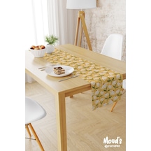 Camomile Papatya 2 Desenli Baskılı Süet Runner Masa Örtüsü