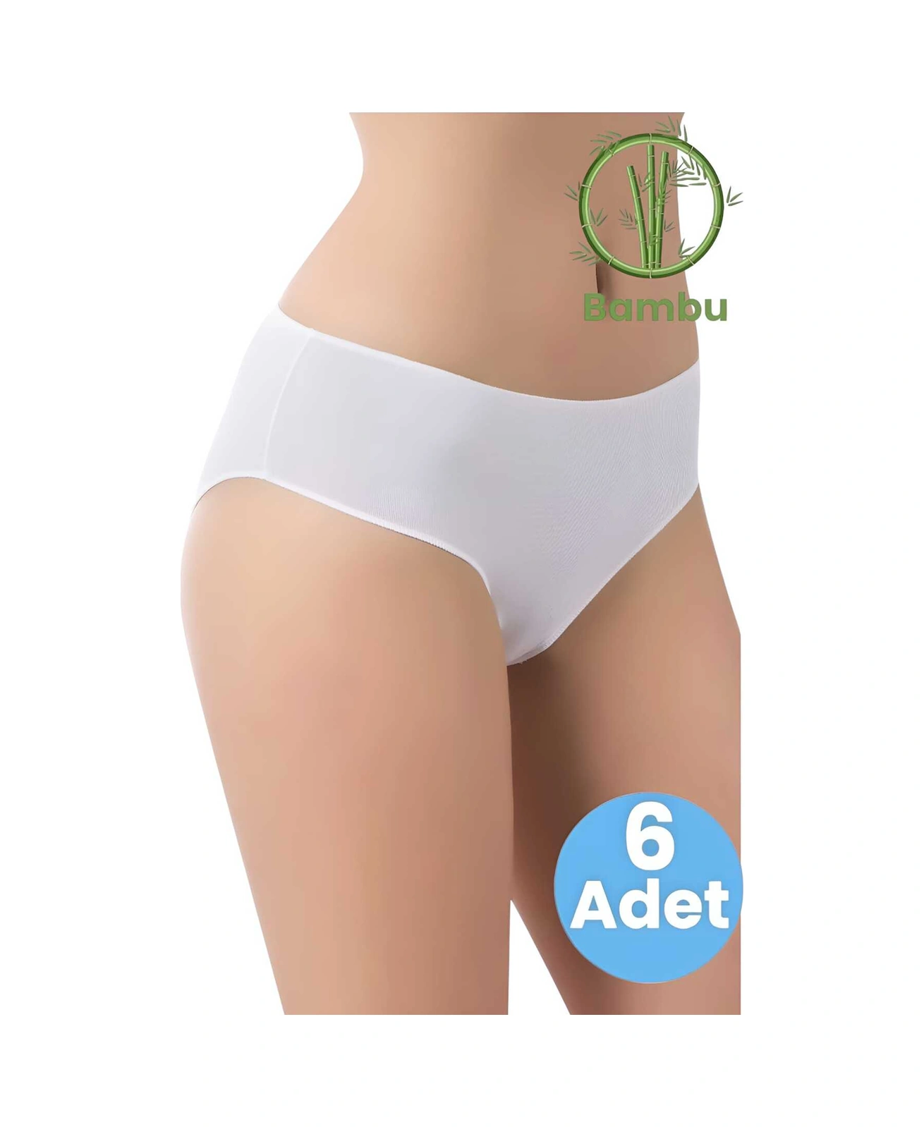 Tezzgelsin Kadın 6'lı Bambu İz Yapmaz Yüksek Bel Külot Beyaz