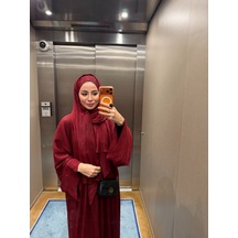 Şakika Kadın Shine Abaya Ferace & Şal - Standart Beden & Farklı Boy Bordo