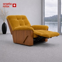 Smarto Relax Ticino Manuel Mekanizmalı Ayak Uzatmalı Ahşap Yan Panelli Polyester Tv Koltuğu Baba Koltuğu Sarı