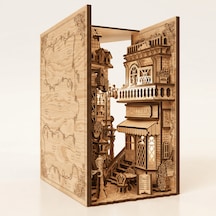 European Alley Book Nook Ahşap Maket Seti Avrupa Sokağı Peri Led'li Kitaplık Dekoru