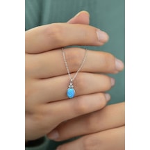 Papatya Silver 925 Ayar Gümüş Rodyum Kaplama Opal Damla Kolye