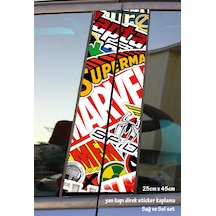 Kahramanlar Sticker Yan Kapı Direk Kaplama 2li Sol Sağ Takım Yapıştırma
