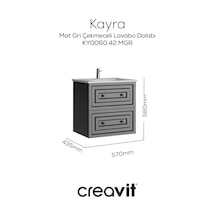 Creavit Kayra Lavabo Dolabı Çekmeceli 60cm Mat Gri Mat Gri