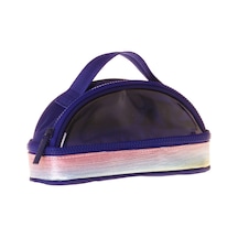 Kaukko Navy Blue Rainbow Parlak Kumaş Detaylı Lacivert - Çok Renkli Kız Çocuk Kalem Çantası/kalemlik - K1864