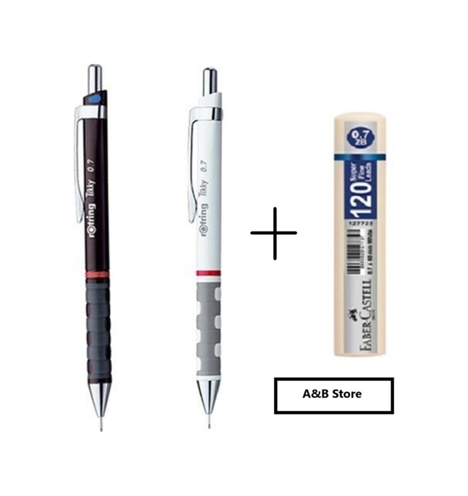 Tikky Versatil Uçlu Kalem 0.7 Set Bordo-beyaz Ve Faber Castell Grip Min 0.7 2b 120 Li - Okul Seti Bordo Beyaz