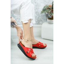 GİMER - Ortapedik Ped Dolgu Taban Çapraz Bant Terlik - ARSLN1... Kırmızı