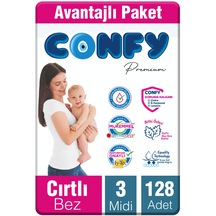 Confy Premium Bebek Bezi 3 Numara Midi 128 Adet