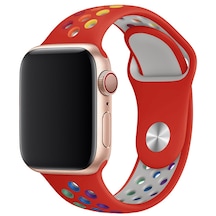iOS Uyumlu Watch 40Mm Delikli Spor Kayış Doublecolor Kırmızı