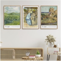 Homepack 3'lü Set Doğal Ahşap Lamine Çerçeveli Klasik Eserler Soyut Vincent Van Gogh Hpn136 Ahşap 40 x 60