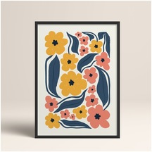 Homepack Tekli Çerçeveli Soyut Renkli Desenler Flower Modern Art Tablo Flower217 Siyah 30 x 40